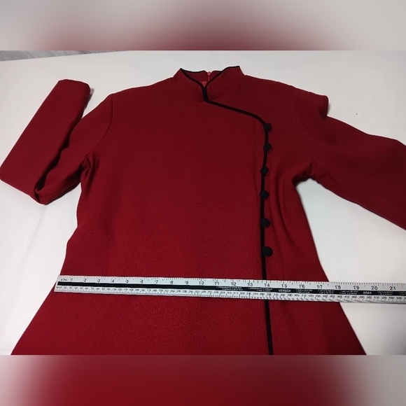 EVAN-PICONE 💯 Wool Brilliant Red long-sleeved Midi Dress. Ladies size 12 - Picture 6 of 10